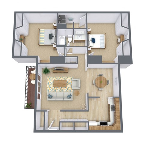 Floor plan for 2 beds, 1.8 baths, 1151 sqft